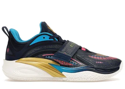 Pre-owned Anta Men's  Kai 1 Playoffs Away Sneakers In Dark Blue/green/pink