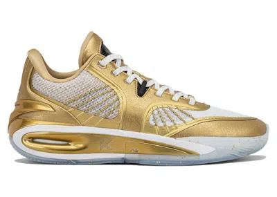 Pre-owned Anta Men's  Klay Thompson Kt10 Shoe Palace $3 Coin Sneakers In Gold/white
