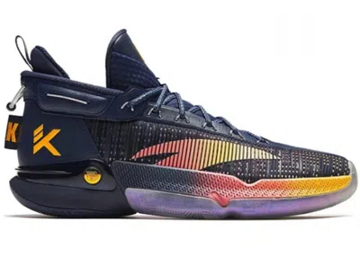 Pre-owned Anta Men's  Klay Thompson Kt9 Patterns Of Light Sneakers In New Ink Blue/fluorescent Mango Yellow/rad