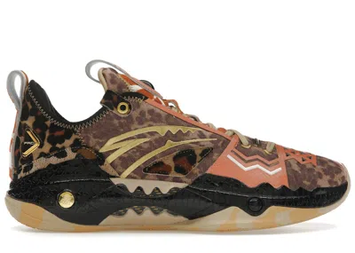 Pre-owned Anta Men's  Shock Wave 5 Pro Kyrie Irving Feline Sneakers In Brown/black/orange