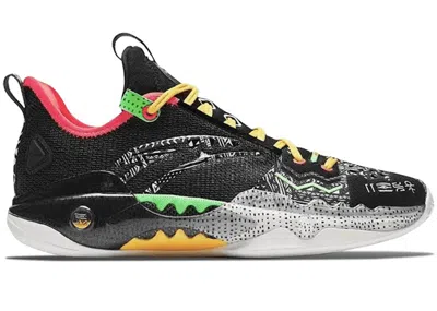Pre-owned Anta Men's  Shock Wave 5 Pro Kyrie Irving Speed Sneakers In Black/green/yellow
