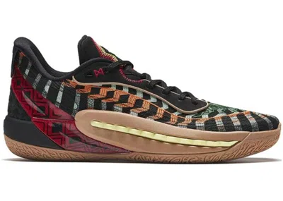 Pre-owned Anta Men's  Shock Wave 6 Pro Tiger Spot Sneakers In Black/orange/red