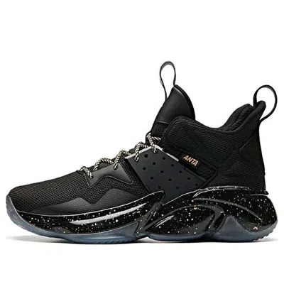 Anta Mid Top Basketball Shoes 'black Gold White'