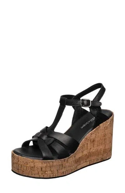 Antelope Abana T-strap Platform Wedge Sandal In Black