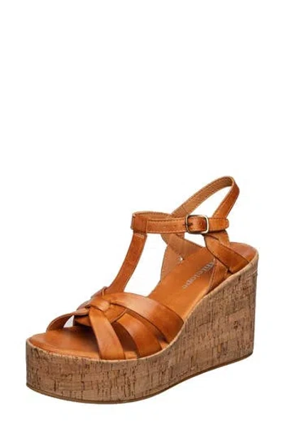 Antelope Abana T-strap Platform Wedge Sandal In Brown