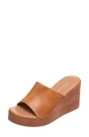 Antelope Bala Platform Wedge Leather Slide Sandal In Taupe