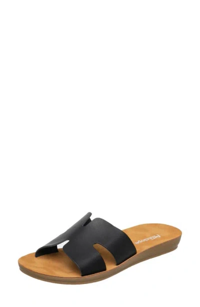 Antelope Bliss Corner Slide Sandal In Black Faux Leather