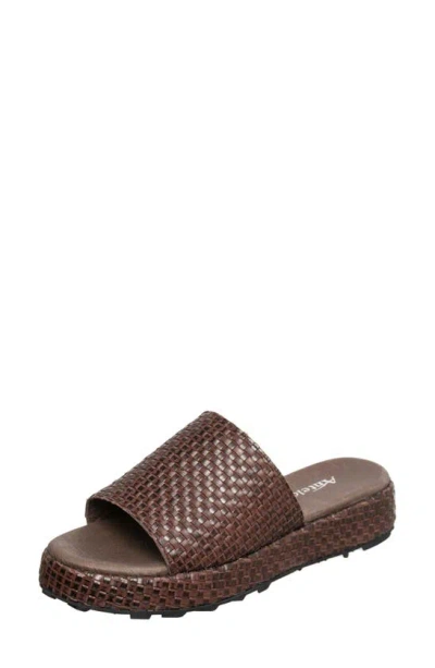 Antelope Brea Woven Leather Slide Sandal In Coffee Leather