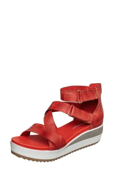 Antelope Calissa Platform Wedge Sandal In Red Leather