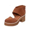 Antelope Iris Suede Sandal In Cognac In Green