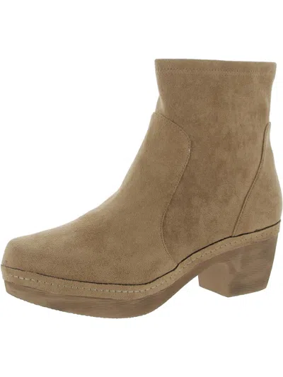 Antelope Minna Womens Suede Block Heel Booties In Beige