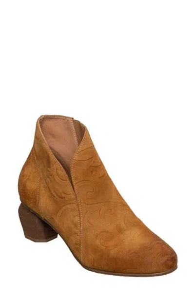 Antelope Pattie Embossed Bootie In Cognac