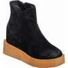 Antelope Suede Platform Wedge Boot In Black