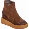 Antelope Suede Platform Wedge Boot In Brown
