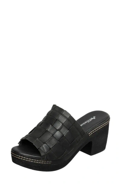 Antelope Tamia Weave Slide Sandal In Black Leather