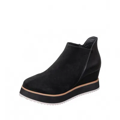 Antelope Women's Elastic Side Panel Suede Wedge Ankle Booties In Black