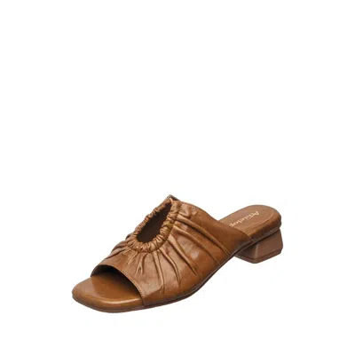 Antelope Women's Leah Ruched Leather Sandal In Cognac Nappa In Brown