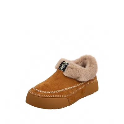 Antelope Women's Shearling Lined Moccasin Slippers In Cognac In Green