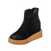 Antelope Suede Platform Wedge Boot In Black