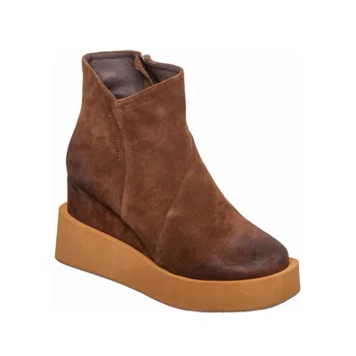 Antelope Suede Platform Wedge Boot In Brown