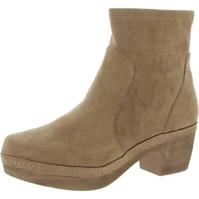 Pre-owned Antelope Womens Minna Suede Block Heel Ankle Booties Shoes Bhfo 4098 In Taupe Suede