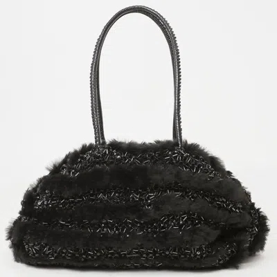 Pre-owned Anteprima Pvc Fur Handbag Shoulder Bag () In Black