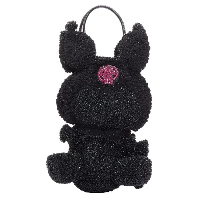 Pre-owned Anteprima Rare  Smy Melody Kuromi Sanrio Black Wire Pink Crystal Skull Tote Bag