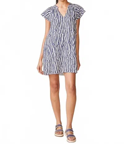 Anthem The Label Linen Blend Mini Dress In Navy/pearl In Blue