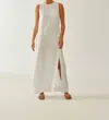 Antheris Linen Maxi Side Slits Dress In White In White