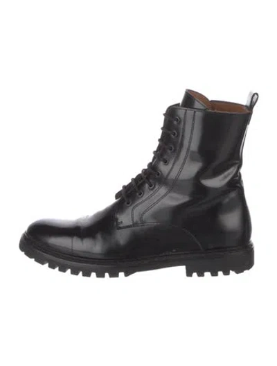 Pre-owned Anthology Paris Leather Combat Boots In Black