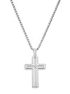 Anthony Jacobs 18k Goldplated & 0.02 Tcw Simulated Diamond Spinning Cross Pendant Necklace In Whitegold