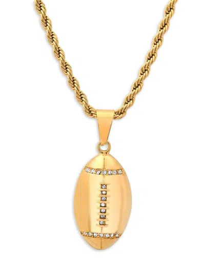 Anthony Jacobs 18k Goldplated & 0.21 Tcw Simulated Diamond American Football Pendant Necklace In Yellow Gold