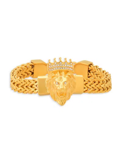 Anthony Jacobs 18k Goldplated Stainless Steel & Simulated Diamond Lion Head Bracelet In Neutral