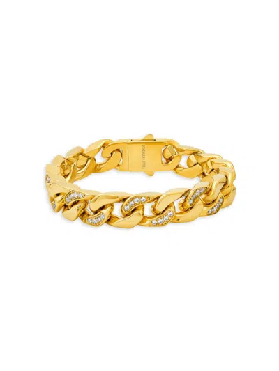 Anthony Jacobs 18k Goldplated Stainless Steel & Simulated Diamonds Miami Cuban Link Chain Bracelet In Neutral