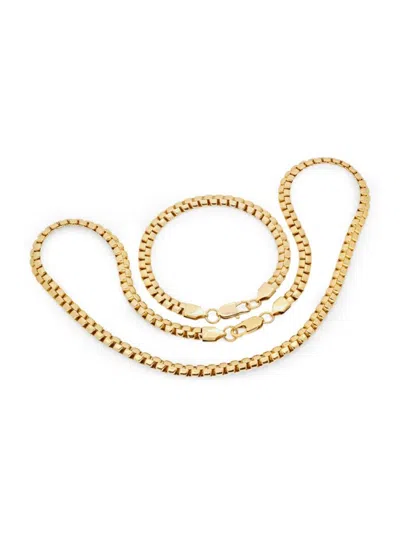 Anthony Jacobs 2-piece 18k Goldplated Box Chain Bracelet & Necklace Set In Yellow Gold