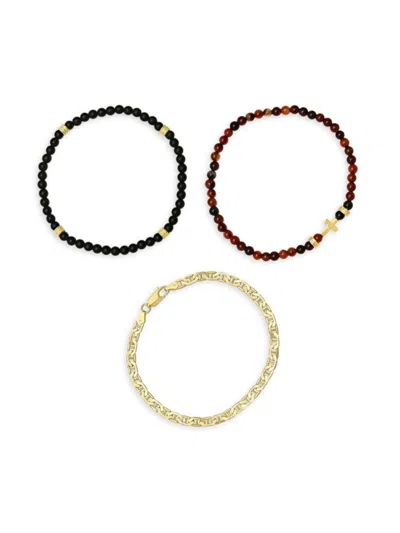 Anthony Jacobs 3-piece 14k Goldplated Sterling Silver Bracelet Set In Multi