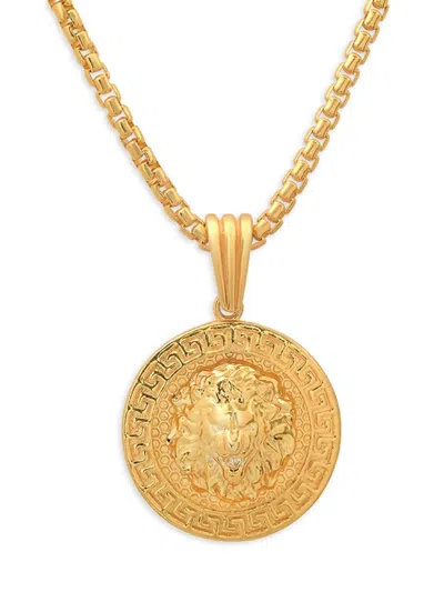 Anthony Jacobs Men's 14k Goldplated Sterling Silver Lion Head Pendant Necklace