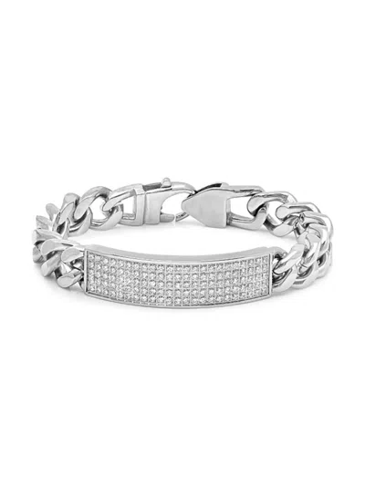 Anthony Jacobs Men's 18k Goldplated & Cubic Zirconia Chain Bracelet In White Gold