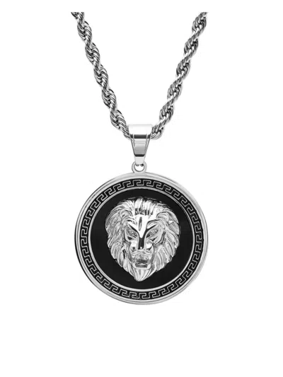 Anthony Jacobs Men's 18k Goldplated & Simulated Diamond Lion Greek Key Mount Pendant Necklace In Metallic