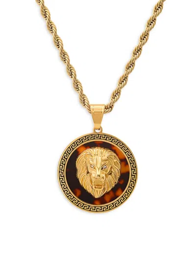 Anthony Jacobs Men's 18k Goldplated & Simulated Diamond Lion Pendant Necklace In Neutral