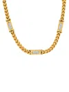 Anthony Jacobs Men's 18k Goldplated & Simulated Diamond Wheat Chain Necklace/24"