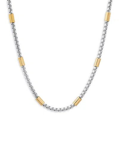 Anthony Jacobs Men's 18k Goldplated & Stainless Steel Bar & Box Chain Necklace In Yellow