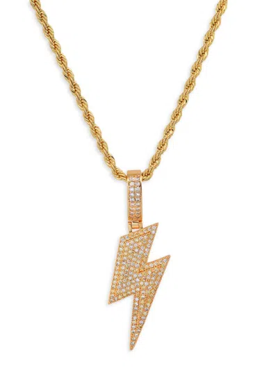 Anthony Jacobs Men's 18k Goldplated & Stimulated Diamond Pendant Necklace