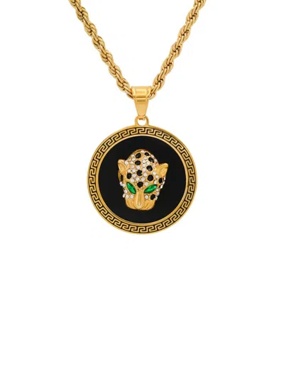 Anthony Jacobs Men's 18k Goldplated, Enamel & 0.65 Tcw Simulated Diamond Cheetah Pendant Necklace In Neutral