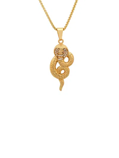 Anthony Jacobs Men's 18k Goldplated Stainless Steel & Simulated Diamond Cobra Pendant Necklace
