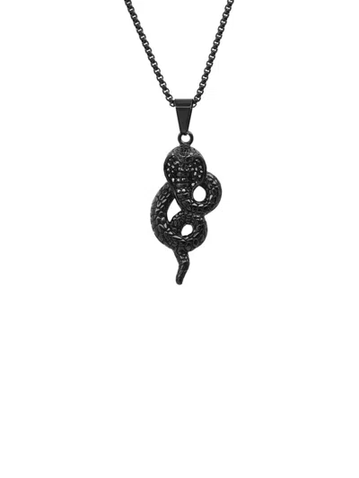 Anthony Jacobs Men's 18k Goldplated Stainless Steel & Simulated Diamond Cobra Pendant Necklace In Black