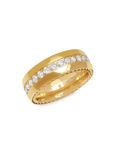 Anthony Jacobs Men's 18k Goldplated Stainless Steel & Simulated Diamond Inlay Ring