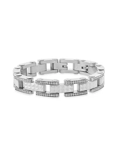 Anthony Jacobs Men's 18k Goldplated Stainless Steel & Simulated Diamond Stud Link Bracelet In Silver