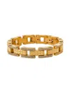 ANTHONY JACOBS MEN'S 18K GOLDPLATED STAINLESS STEEL & SIMULATED DIAMOND STUD LINK BRACELET