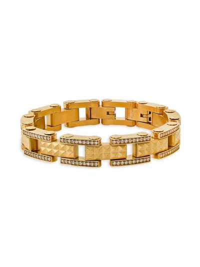 Anthony Jacobs Men's 18k Goldplated Stainless Steel & Simulated Diamond Stud Link Bracelet